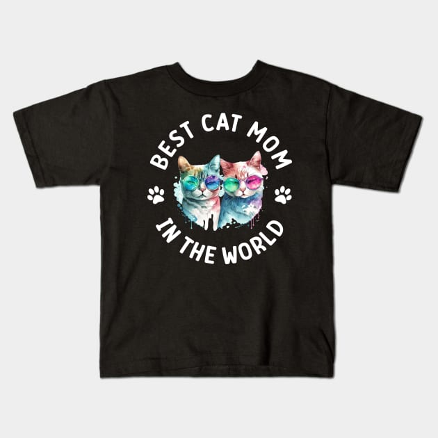 Best cat mom in the world Kids T-Shirt by Crazy.Prints.Store